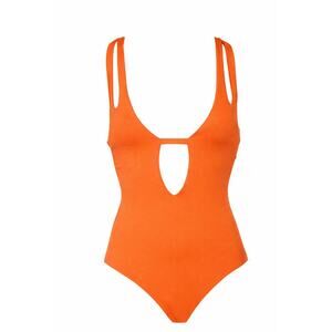 Becca Bright Orange Pucker Up Teardrop One‑Piece Swimsuit – Women’s Size Small
